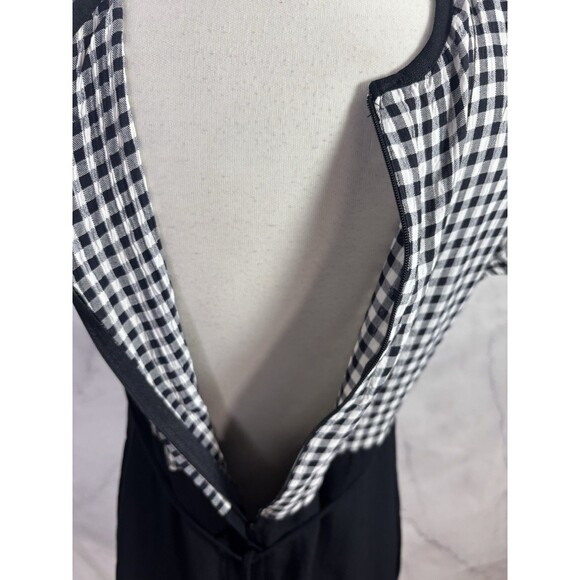 Vtg 90s ALL THAT JAZZ Gingham Babydoll Dress 9 M Black White Sunflower Grunge - Picture 13 of 14